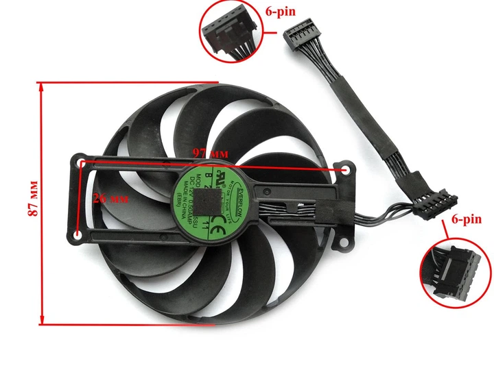 Вентилятор Everflow для видеокарты ASUS DUAL RTX 3050 3060 T129215SU (FDC10H12S9-C CF9010U12S) (№372.11) - изображение 3