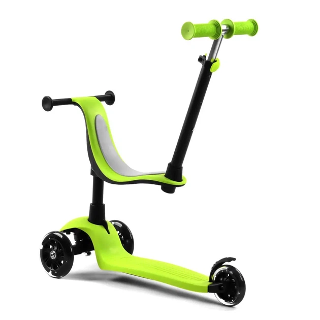 Самокат трехколесный Best Scooter с родительской ручкой и сиденьем зеленый цвет - изображение 3