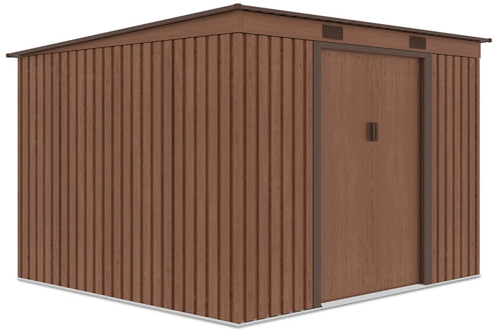 Садовий будинок сарай із навісом для інструментів OREGON 9x8 Walnut 261x241 cm 004046 - Фото 1 Садовий будинок сарай із навісом для інструментів OREGON 9x8 Walnut 261x241 cm 004046 - зображення 1