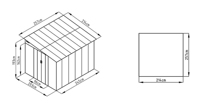 Садовий навіс для інструментів JASPER 7x8 Cold Grey 214 x 257 см 004021 - зображення 2