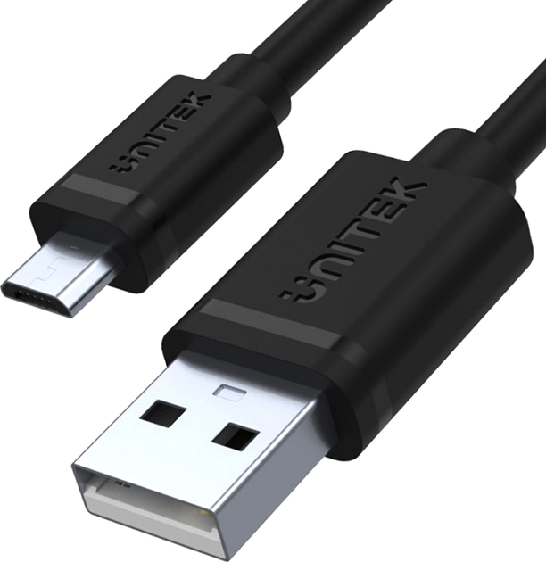 Kabel Unitek microUSB-USB 2.0 1m Czarny (Y-C451GBK) - obraz 1