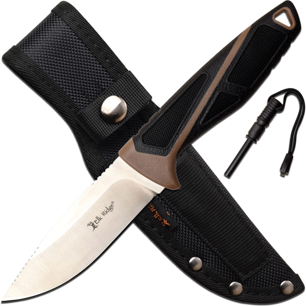 Нож Elk Ridge з кресалом Brown (ER-200-23BR) - изображение 1