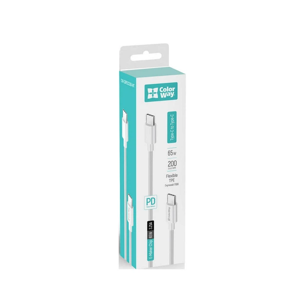 Дата кабель USB-C to USB-C 2.0m 3A 65W white ColorWay (CW-CBPDCC056-WT) - изображение 6