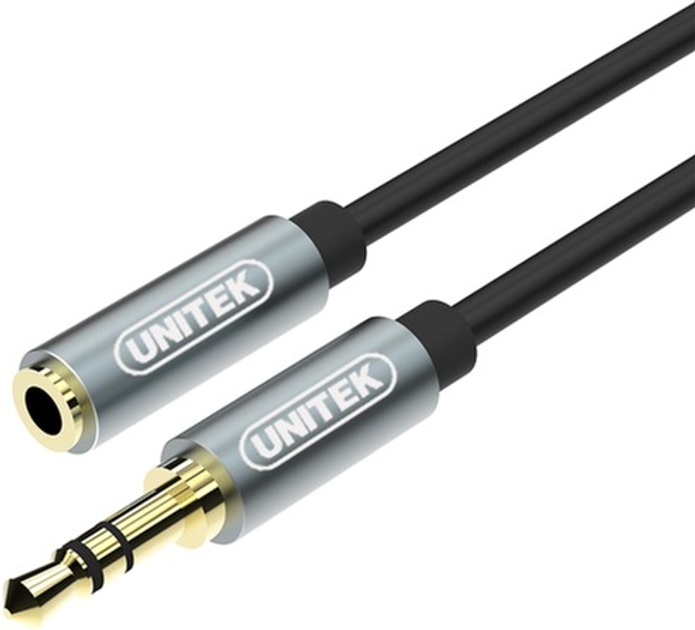 Kabel Unitek miniJack 3,5 mm (M) - 3,5 mm (F) 1 m Czarny (Y-C932ABK) - obraz 1
