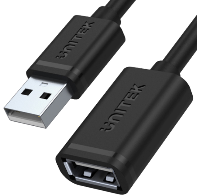 Kabel Unitek USB 2.0 AM-AF 0,5 m Czarny (Y-C512G) - obraz 1