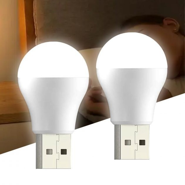 Светодиодная лампочка USB 6000К XO Y1 белый мини ночник для повербанка ...