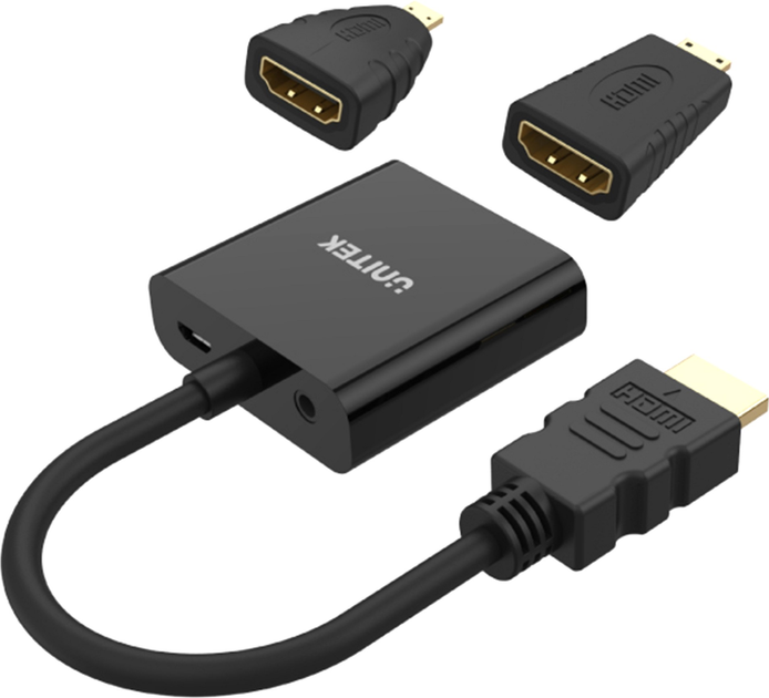 Kabel Unitek Y-6355 Micro/Mini HDMI do VGA + adapter audio Czarny (4894160021779) - obraz 2