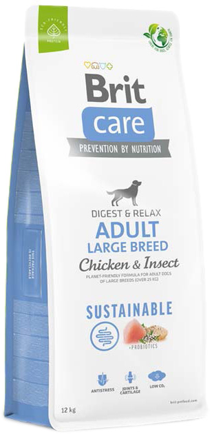 Сухий органічний корм Brit care dog sustainable large chicken insect 12 кг (8595602558711) - зображення 1
