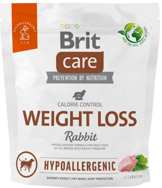 Karma sucha dla psów Brit care hypoallergenic weight loss 1 kg królik (8595602559183) - obraz 1