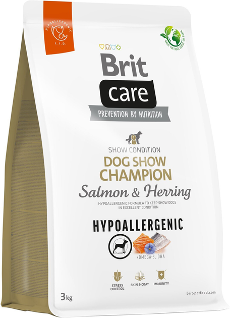 Karma sucha dla psów Brit care dog hypoallergenic dog show champion łosoś, śledź 3 kg (8595602559114) - obraz 1