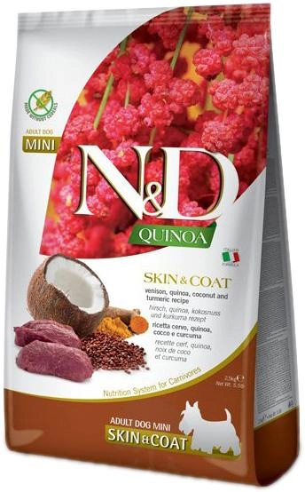Сухий корм для собак з харчовою підвищеною чутливістю Farmina N&D quinoa собака шкіра, оленина, кокос дорослий міні 2.5 кг (8010276040091) - зображення 1