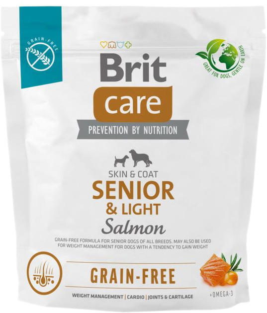 Sucha karma dla psów Brit Care Grain-Free Senior Light łosoś 1 kg (8595602558940) - obraz 1