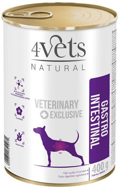 Mokra karma dla psów 4Vets Gastro Intestinal 400 g z smakiem indyka (5902811741071) - obraz 1