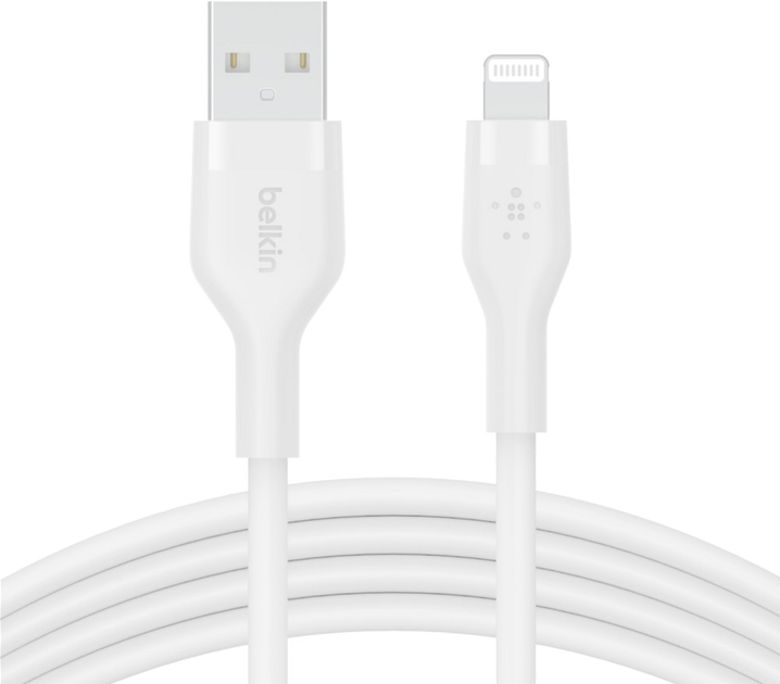 Kabel Belkin USB-A - Lightning Silikonowy 3 m Biały (CAA008BT3MWH) - obraz 1