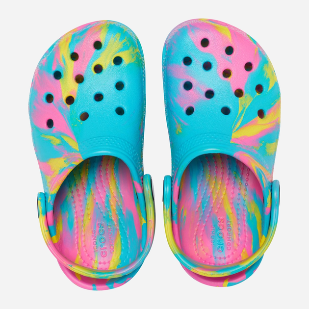 Chodaki dziecięce dla dziewczynki Crocs CR206838 C9 25/26 Jasnoniebieskie z żółtym i różowym (191448689947) - obraz 3