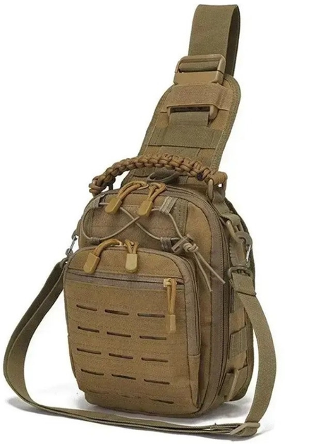 Сумка-рюкзак тактическая однолямочная ZE014, песочная - изображение 1