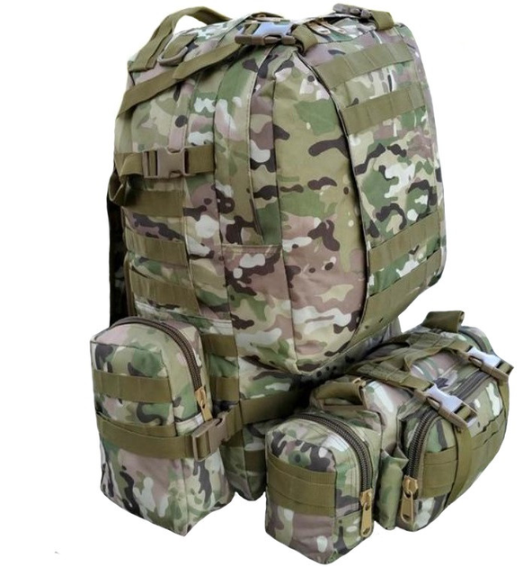 Рюкзак тактический с подсумками B08 55 л, зеленый камуфляж - изображение 1