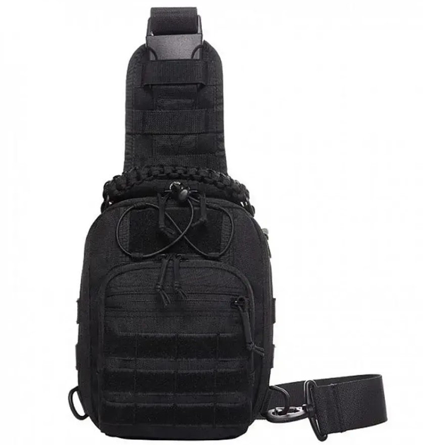 Сумка-рюкзак тактична однолямкова ZE014, чорна - зображення 2