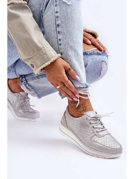 Sneakersy damskie S.Barski AL22246 37 Srebrne (5905677431384) - obraz 5