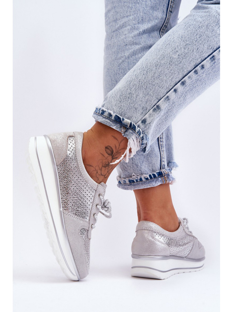 Sneakersy damskie S.Barski AL22246 37 Srebrne (5905677431384) - obraz 7