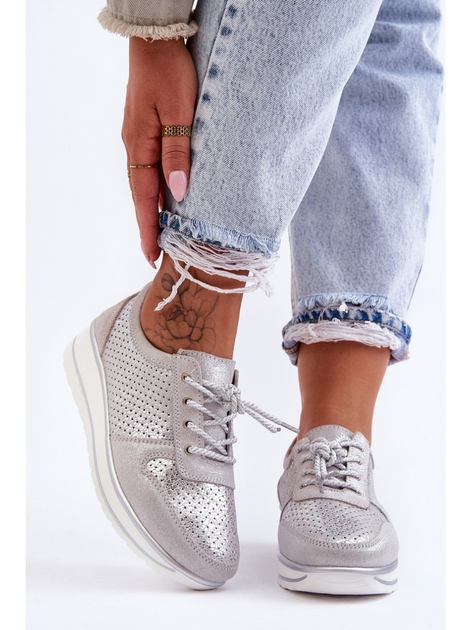 Sneakersy damskie S.Barski AL22246 38 Srebne (5905677431391) - obraz 3