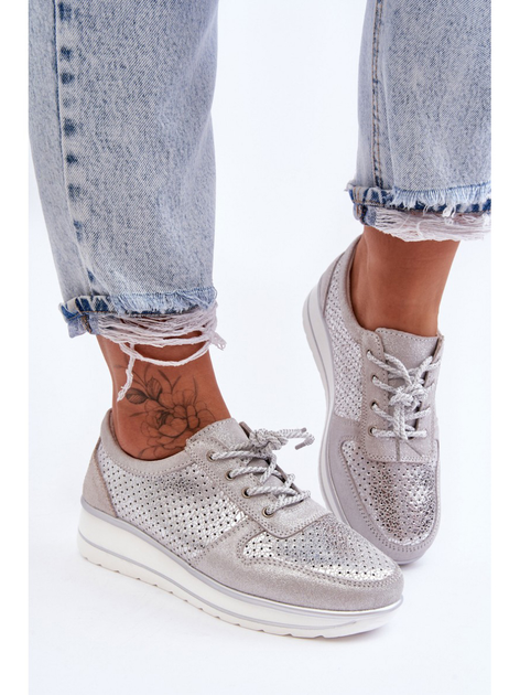 Sneakersy damskie S.Barski AL22246 39 Srebrne (5905677431407) - obraz 4