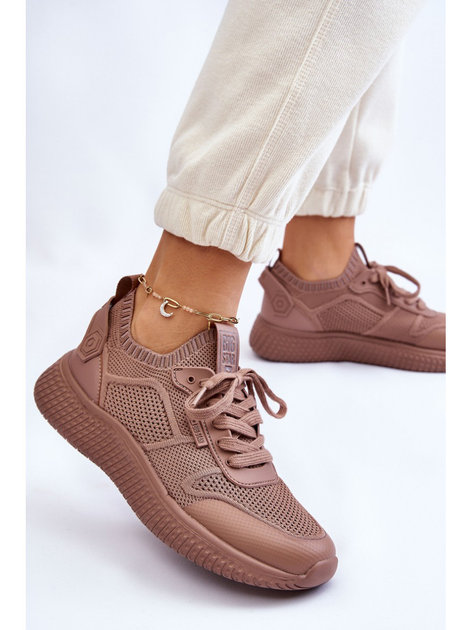 Sneakersy damskie z siatki na platformie do kostki wsuwane Big Star LL274416 37 Jasnobrązowe (5900714609054) - obraz 4