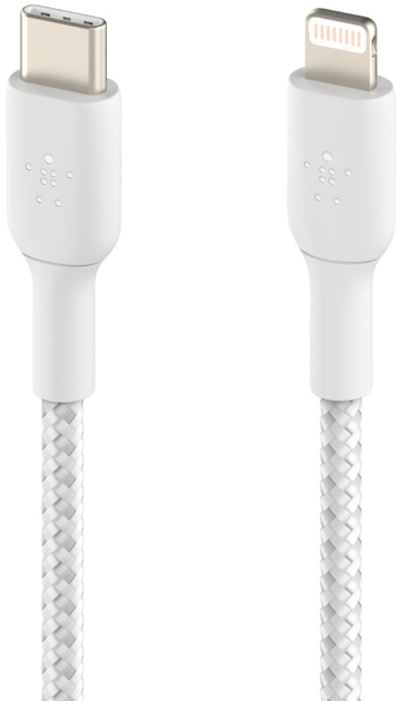 Kabel Belkin Pleciony C-LTG 2M Biały (CAA004BT2MWH) - obraz 1