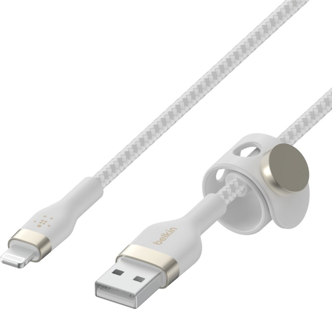 Kabel Belkin USB-A to LTG Braided Silicone 1 m Biały (CAA010BT1MWH) - obraz 1