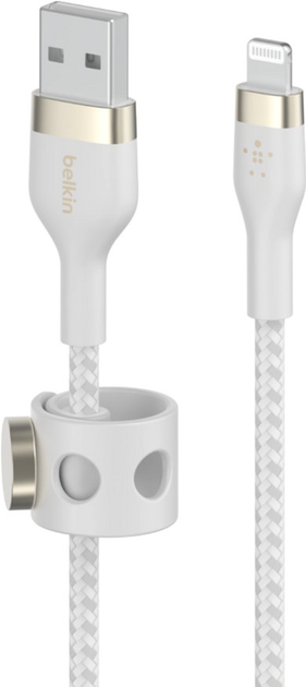 Кабель Belkin USB-A to LTG Braided Silicone 1 м White (CAA010BT1MWH) - зображення 3