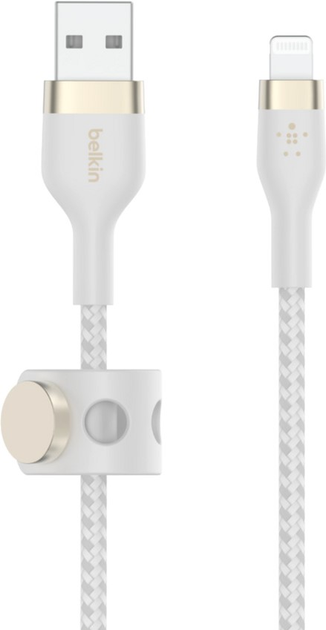 Kabel Belkin USB-A do LTG w oplocie silikonowym 3 m biały (CAA010BT3MWH) - obraz 2