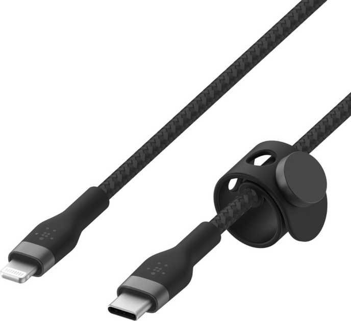 Kabel Belkin USB-C do LTG w oplocie silikonowym 3 m czarny (CAA011BT3MBK) - obraz 1