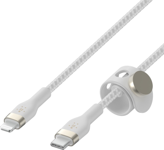 Кабель Belkin USB-C to LTG Braided Silicone 3 м White (CAA011BT3MWH) - зображення 1
