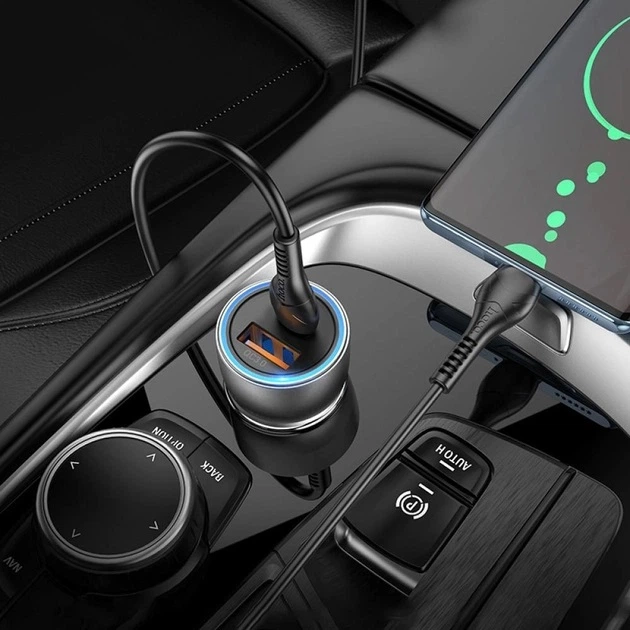 Зарядне автомобільне HOCO NZ8 Sprinter (PD 25W) (1USB/QC3.0/18W) Type-C-Type-C Коричневий - изображение 3