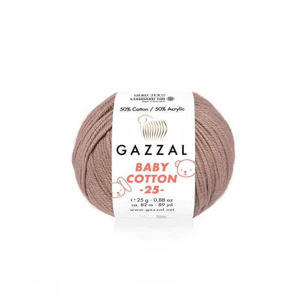 Пряжа Gazzal Baby Cotton 25 3434 Кофе с молоком - Фото 1 Пряжа Gazzal Baby Cotton 25 3434 Кофе с молоком - изображение 1