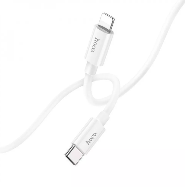 Кабель зарядки Hoco X87 Magic silicone 20W Type-C to Lightning, 1м white - Фото 5 Кабель зарядки Hoco X87 Magic silicone 20W Type-C to Lightning, 1м white - зображення 5