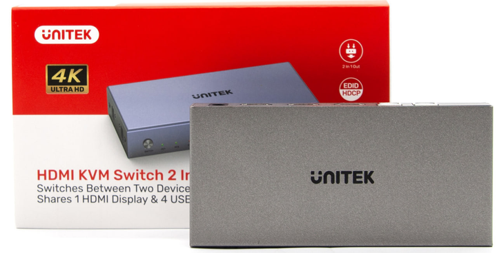 Комутатор Unitek HDMI 2.0 + USB Silver (4894160048301) - зображення 6