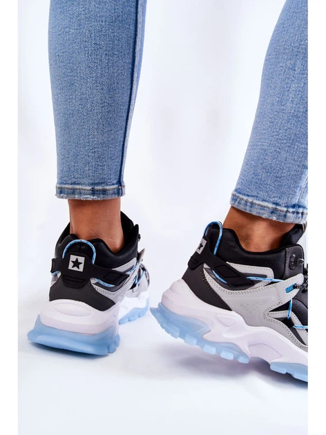 Жіночі черевики високі Big Star KK274386 38 Чорний/Сірий (5900714569563) - зображення 7