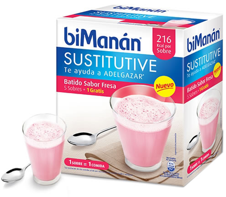 Substytut żywności Bimanán Sustitutive Strawberry Shake 5+1 unt (8470001708892) - obraz 1