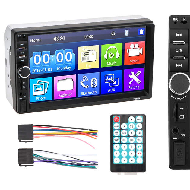 Автомагнитола 2DIN, 7", MP5, USB, Bluetooth, 7018B + Пульт - изображение 3