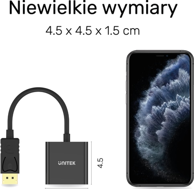 Адаптер Unitek DisplayPort-VGA FullHD (4894160010490) - зображення 6