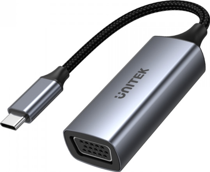 Адаптер Unitek USB-C на VGA FullHD алюміній 15 см (4894160046628) - зображення 1