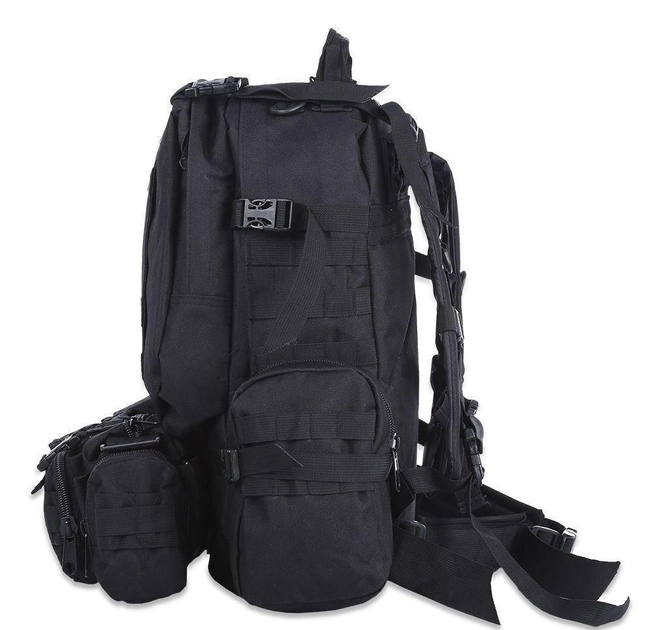 Рюкзак тактический с подсумками B08 черный, 55 л - изображение 2