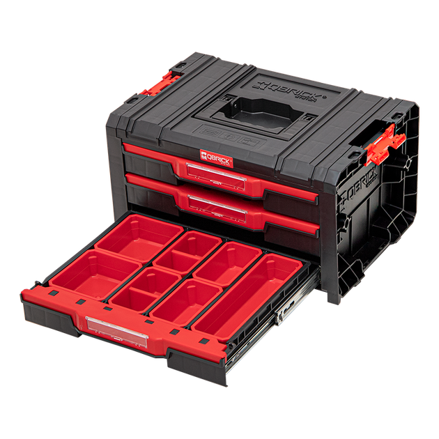 Модульний ящик для інструментів з трьома висувними ящиками Qbrick System PRO Drawer 3 Toolbox Expert Red Ultra - зображення 6