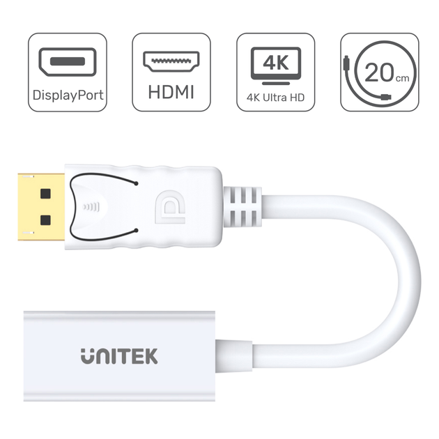 Адаптер Unitek Y-6332 DisplayPort-HDMI 4K (4894160019400) - зображення 2