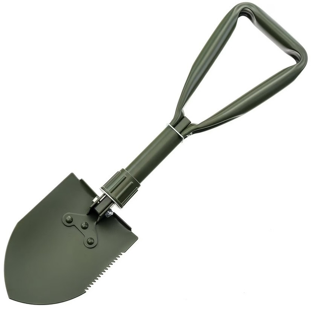 Саперная лопата MFH Olive зеленая складная в чехле олива - изображение 1