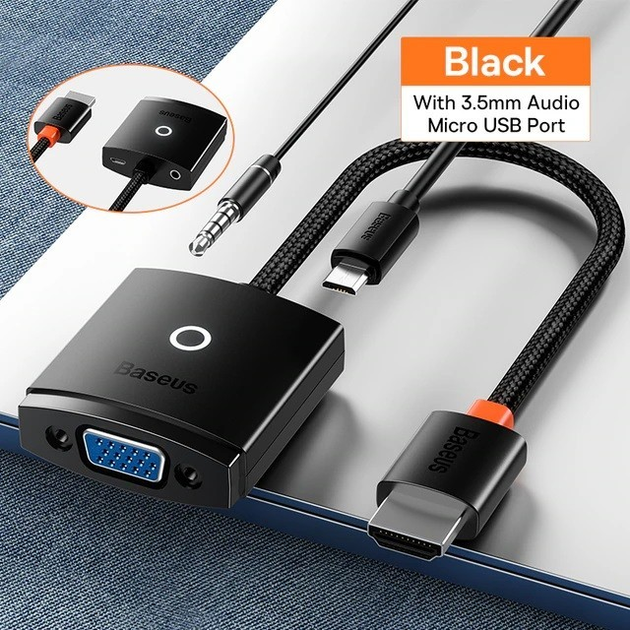 Хаб-адаптер Baseus VGA to HDMI/3.5mm/MicroUSB – фото, отзывы ...