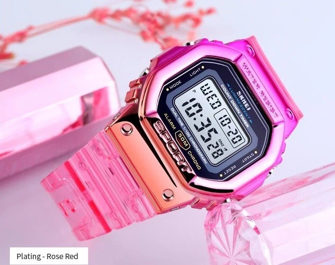 Електронний годинник Skmei з підсвічуванням Waterproof rose - зображення 2