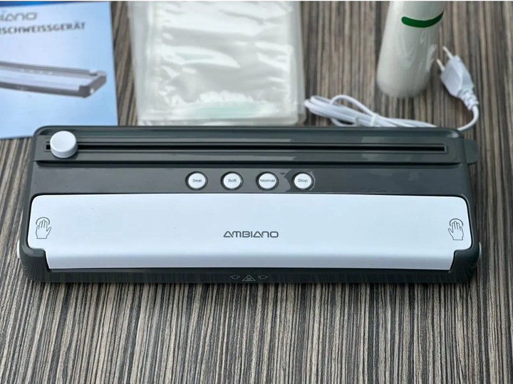 Вакуматор Ambiano 120вт GT-VBS 0 з функцією м'якого вакуумування + рулон + 5 пакетів у комплекті 96365 - зображення 4