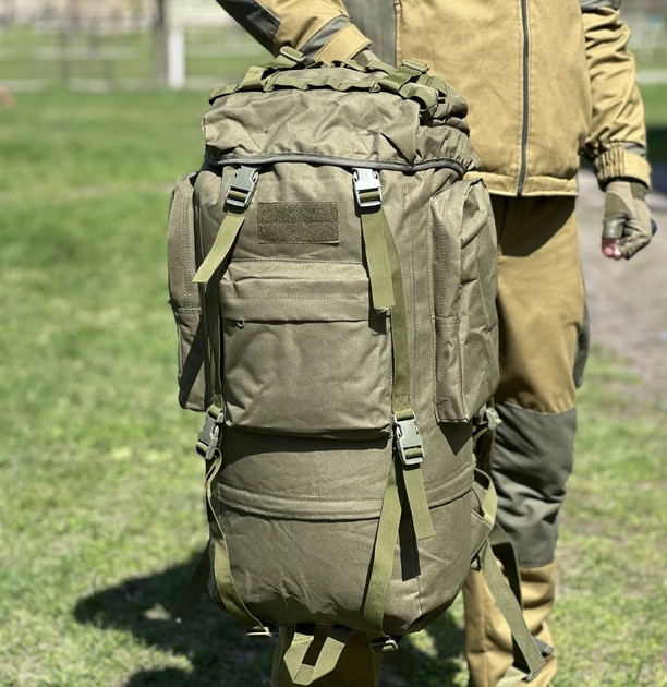 Тактичний рюкзак на 65 л., каркасний похідний рюкзак Tactic, військовий рюкзак колір Олива ta65-olive - зображення 2